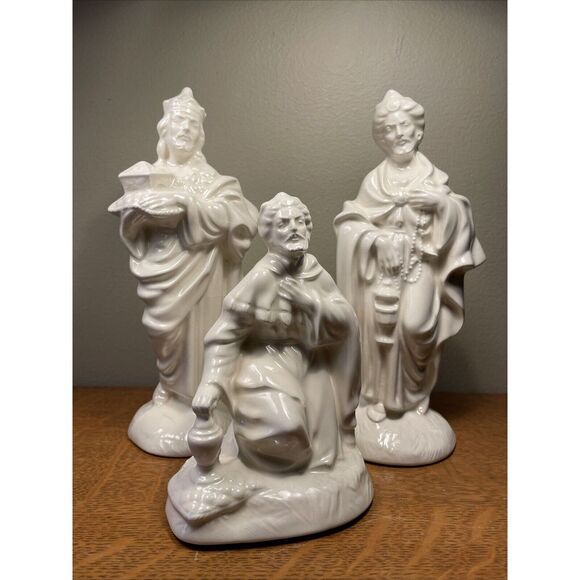 Vintage Atlantic Mold‎ Lot 3 PC Wise Men Ceramic White - Picture 1 of 10